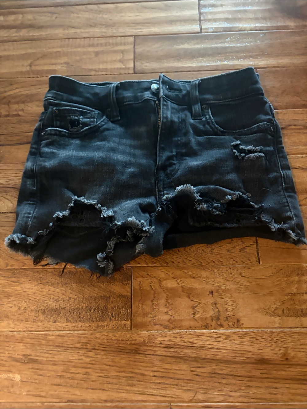 American Eagle Outfitters Black Distressed Denim Cutoff Shorts